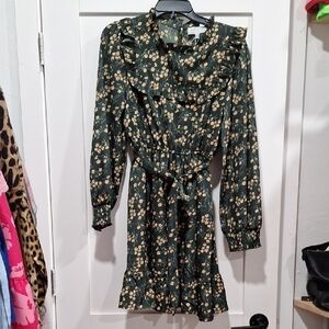 Hayden Green Floral Long Sleeve Dress